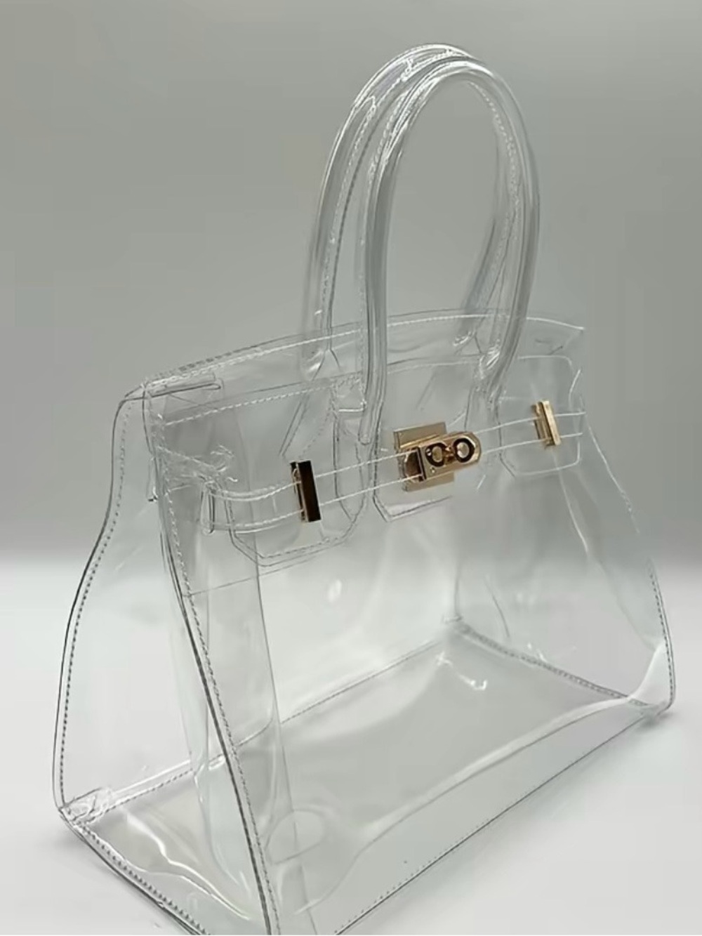 Boatkin Clear Jelly Transparent Tote Bag with Gold Hardware